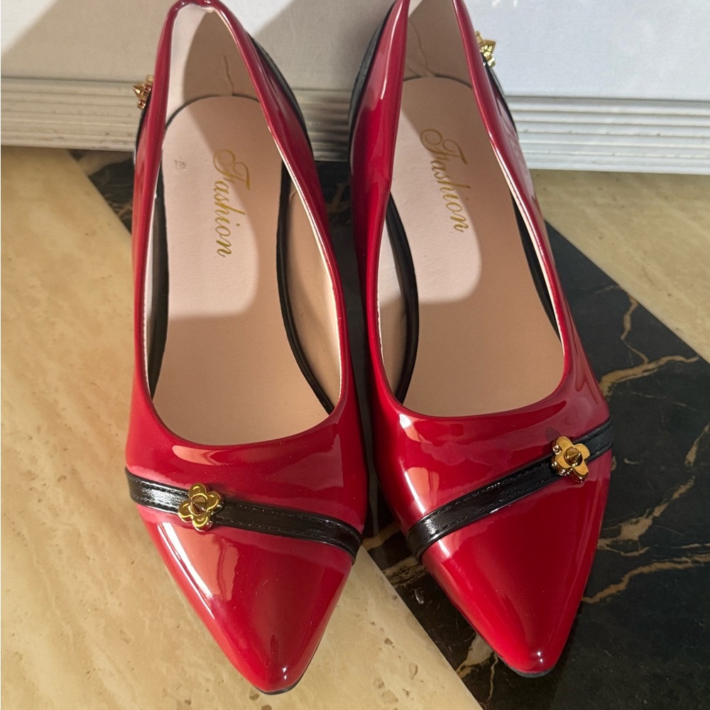 Red Women's Shoes with Black Accents